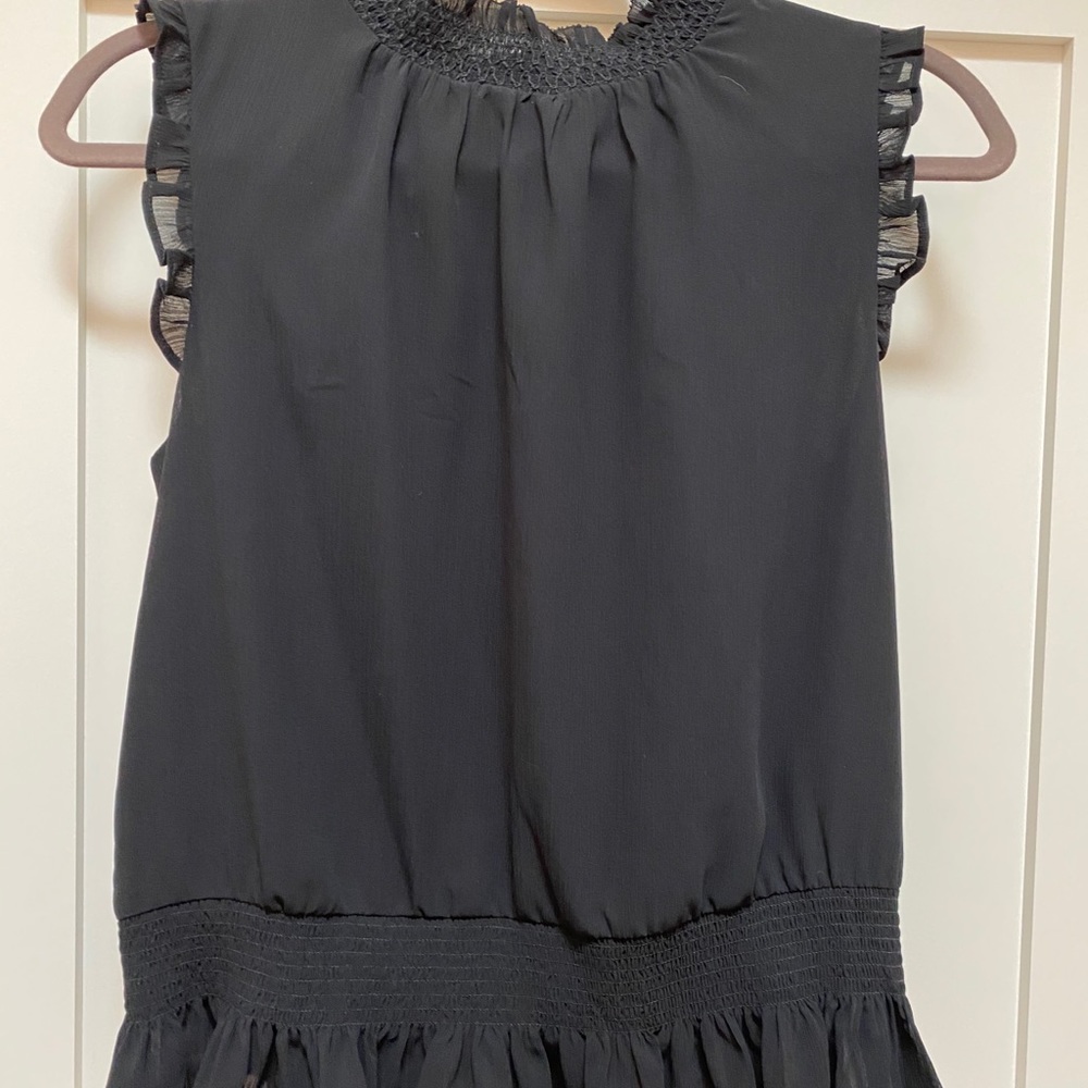 Unique Black Shell with Gathered Waist